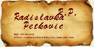 Radislavka Petković vizit kartica